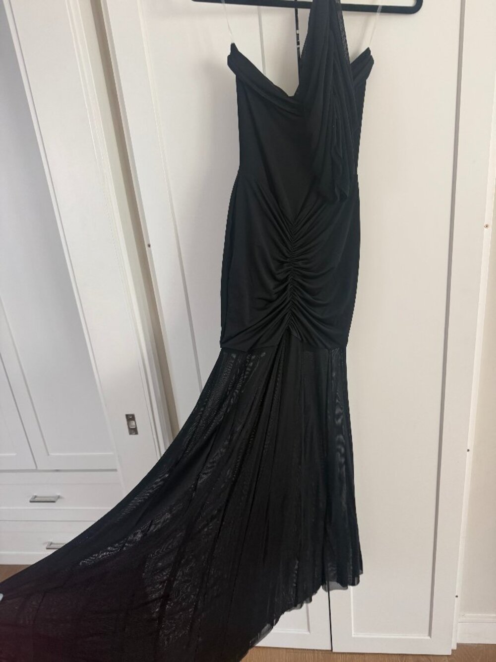 Meshki - Caspian Slinky and Mesh Off Shoulder Maxi Dress / Black / M - Picture 7 of 10
